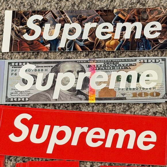 Supreme Sticker Lot 84 Pcs Box Logo 100 Bill Bikini Radio Art Stickers Authentic - Picture 3 of 14